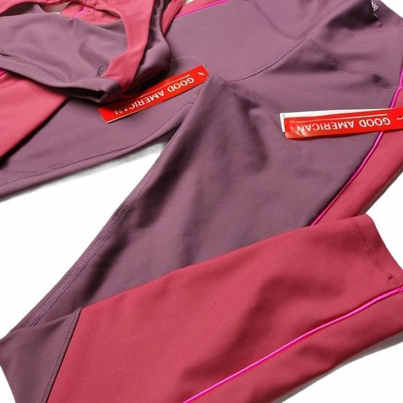 Good American NWT Burgundy Athletic SportsBra Legging Set Medium - Picture 3 of 11